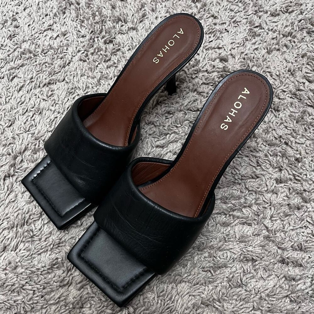 ALOHAS Women's Sustainable Puffy Mule in Black Size 40 (9) Office Siren Mobwife - Picture 2 of 7